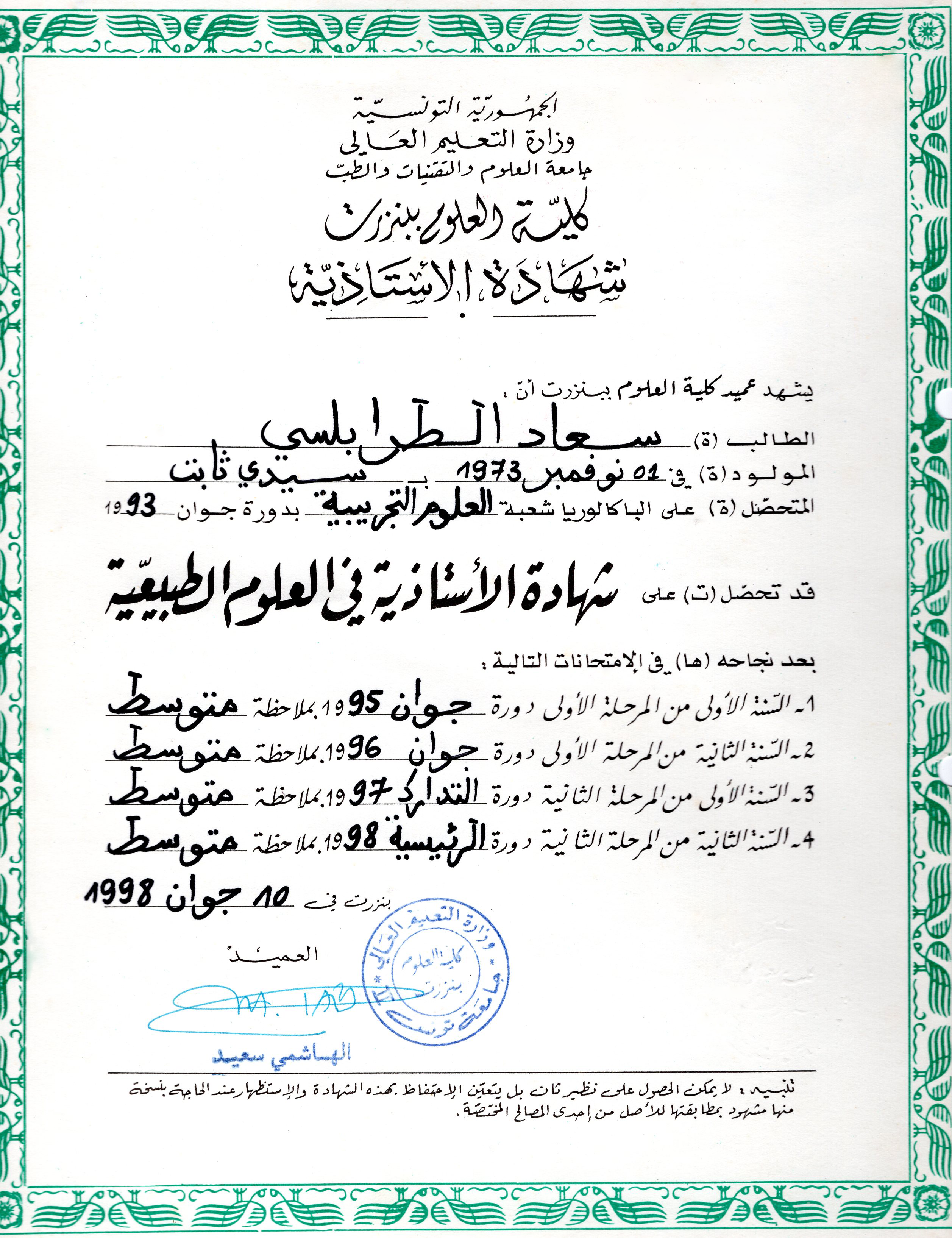 Certificate Title